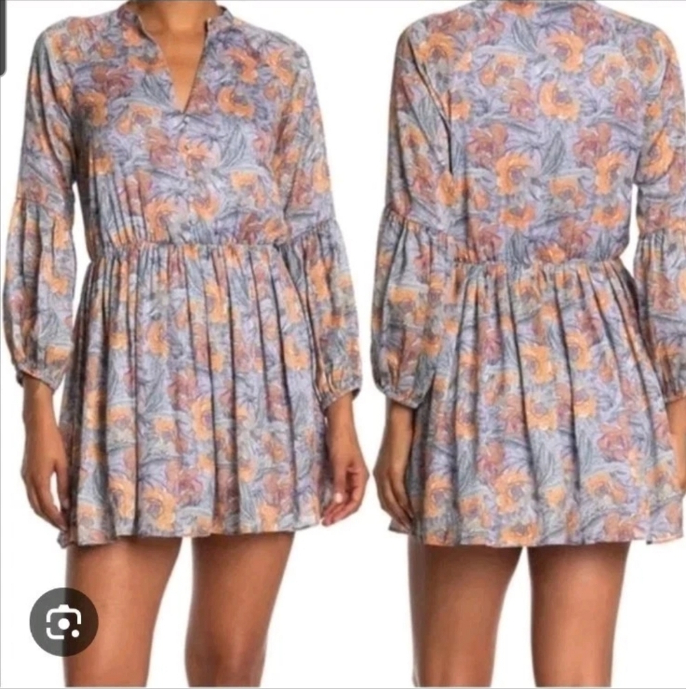 NSR NWT Anthropologie Size Small Andra Flared Floral Purple Orange Mini Dress